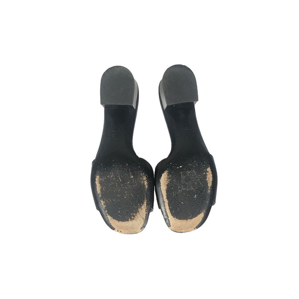 Valentino | Gold VLogo Black leather mules Sz 7.5