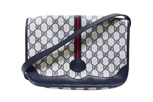 Handbags Gucci Vintage Monogram Canvas Vertical Shoulder Bag with Stripes