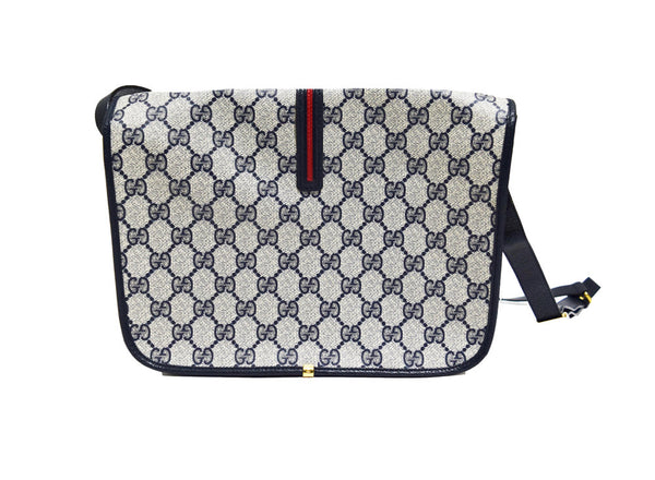 Gucci | Vintage Navy and Red Stripe Messenger Crossbody Bag