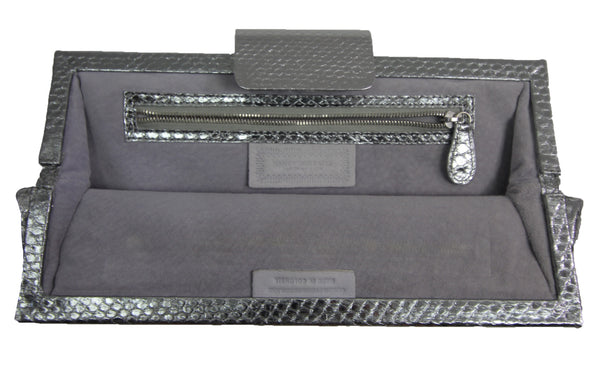 Nancy Gonzalez | Silver Snakeskin clutch