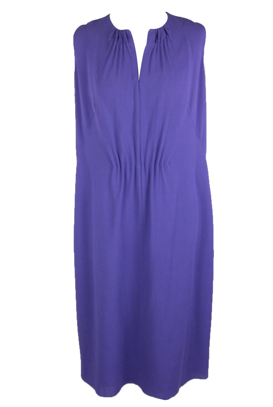 Purple Wool Crepe Ruched Detail Dress | Size 10