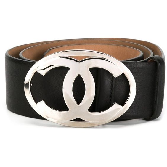 Chanel | Black Leather Belt with Silver CC Logo Buckle | Size Small