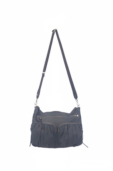 Paige Grey Nylon Leather Trim Crossbody Shoulder Bag Convertible Bag