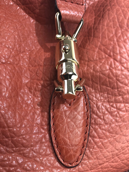 Jackie Pink Coral Pebble Leather Convertible Hobo