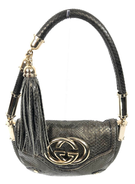 Brit Tassel Small Python Flap Bag
