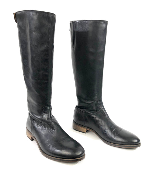 Soft Leather Flat Knee High Boots | Size 38.5