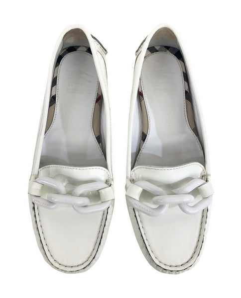 White Patent Leather Driving Shoes | Size 7.5 | IT 37.5