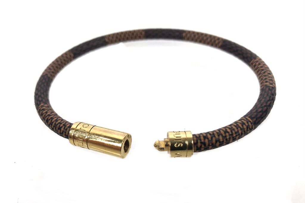 Louis Vuitton Canvas Keep It Damier Ebene Bracelet - Brown, Brass