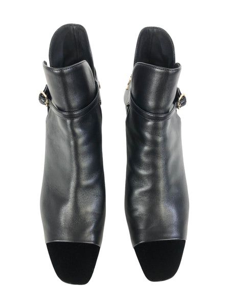 Lambskin Velvet Cap Toe Ankle Boots | Size US 10 - IT 40