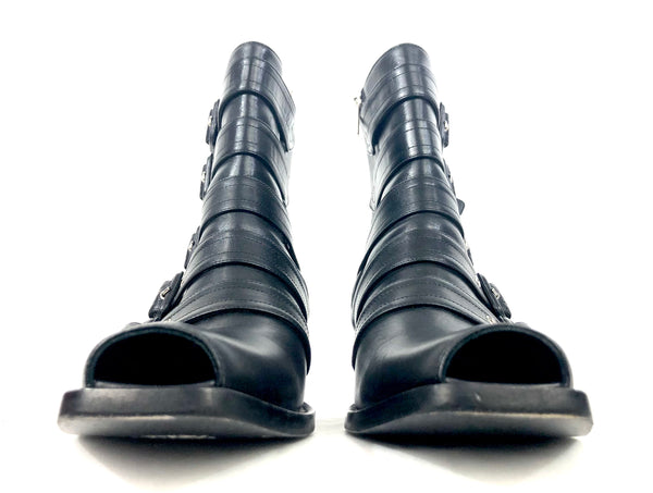 Multi Buckle Peep Toe Booties | Size US 8.5 - IT 39.5