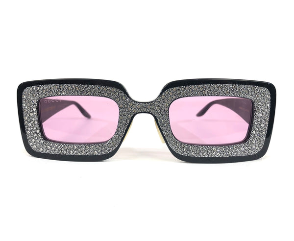 Rectangular Frame Sunglasses with Crystals