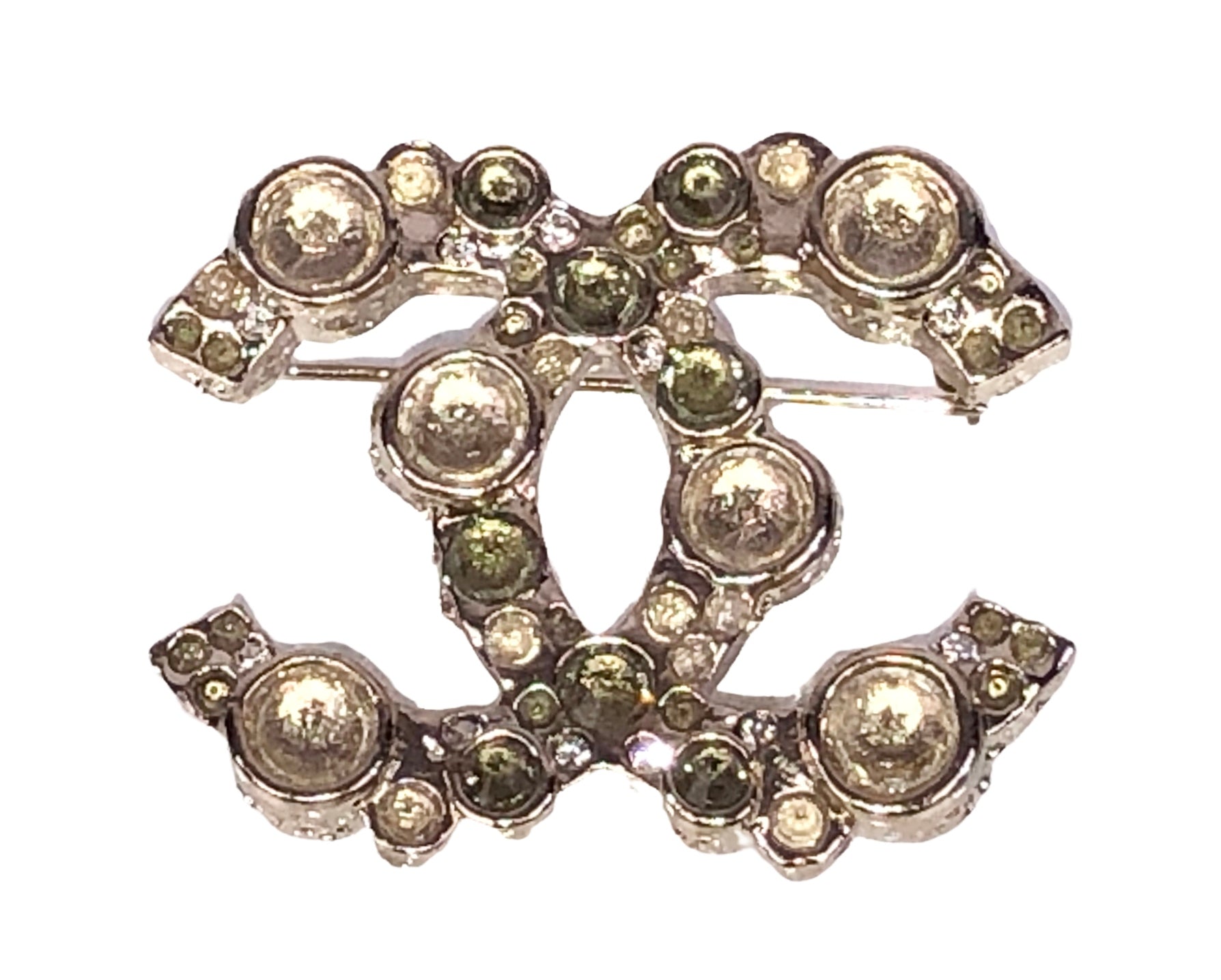 Strass and Crystals Interlocked CC's Brooch
