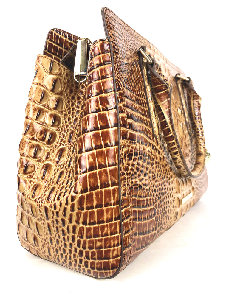 Melbourne Collection Small Finley Faux Croc Leather Satchel Bag