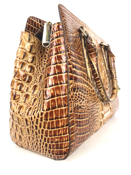 Melbourne Collection Small Finley Faux Croc Leather Satchel Bag