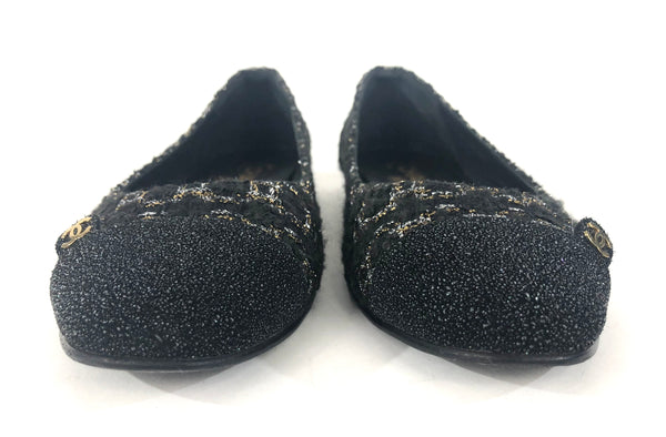 Black and Metallic Tweed with Black Stingray Toe Box | Size US 7.5 - EU 38.5
