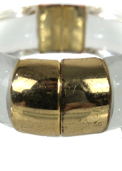Lucite Dome Hinge Bracelet Clear