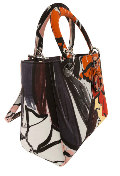 Lady Dior Floral Multi Graffiti Top Handle Bag Small