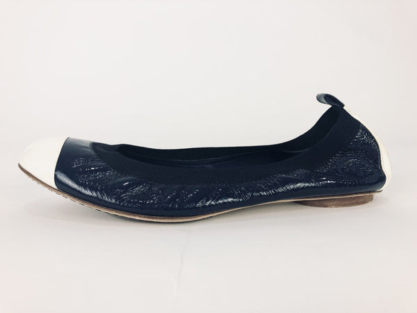 Navy and White Ballet Flats | Size 37 EU 7 US