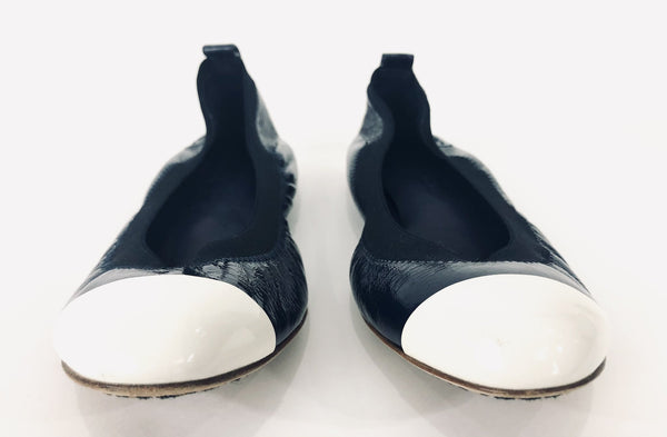 Navy and White Ballet Flats | Size 37 EU 7 US