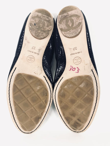 Navy and White Ballet Flats | Size 37 EU 7 US