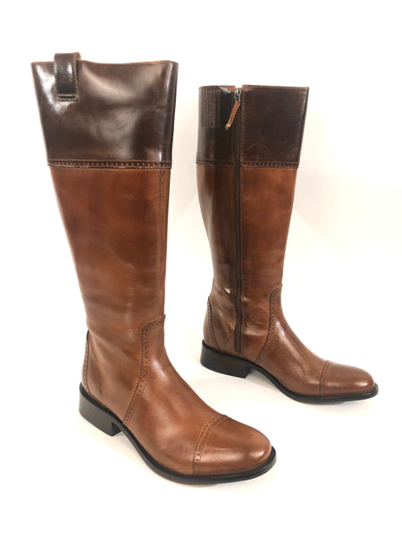 Tan and Mahogany Collard English Style Riding Boots | Size 8B