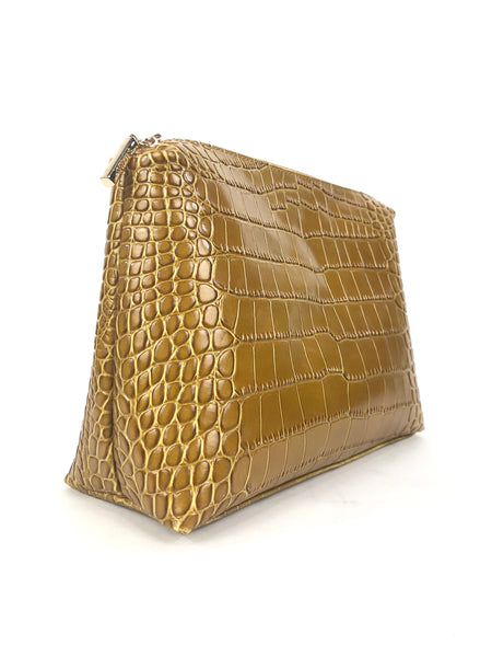 Shirley Clear Tan Croc Embossed Handbag