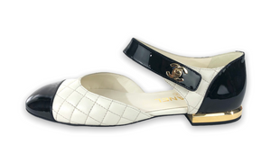 Chanel Mary Janes Flats White/Black 36.5 – Coco Approved Studio