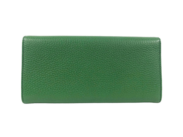 Green Pebbled Leather Continental Wallet