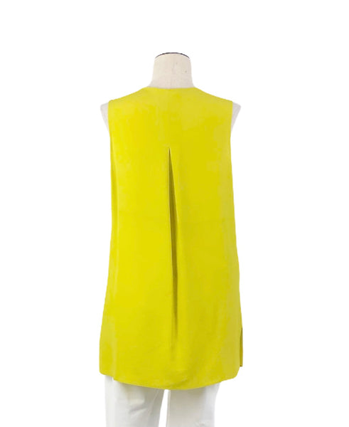 Chartreuse Pleated Sleeveless Tunic Top | Size Small