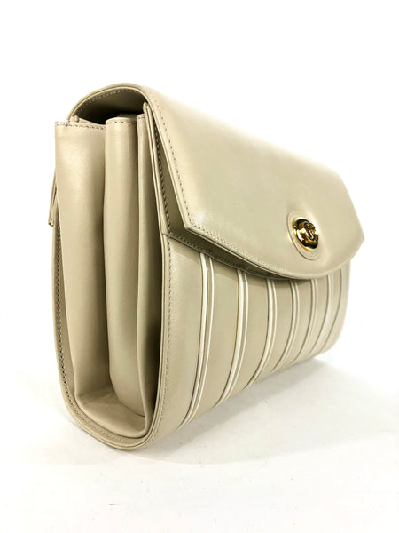Circa 80s Vintage Beige Leather Convertible Handbag