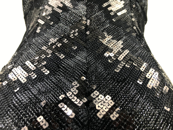 Sequins Embellished Black Velvet  Empire Evening Dress | Size 8