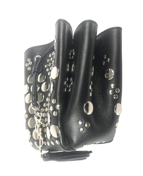 Studded Leather Mini Bucket Crossbody Bag