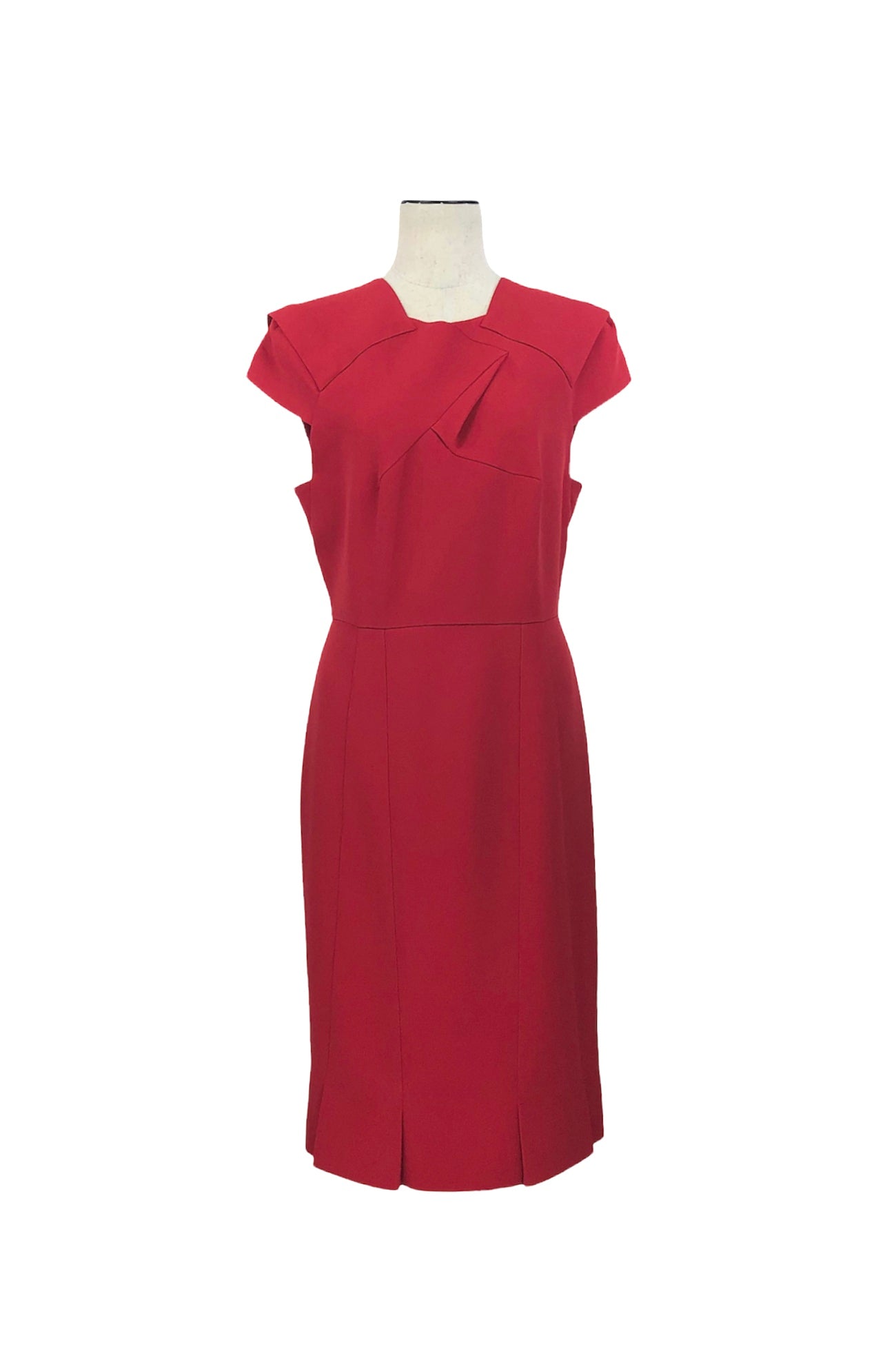 Red Crepe Midi Dress | Size US 10 - FR 42