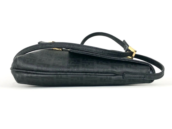 Grey and Black Zucchino Coated Canvas Crossbody Bag