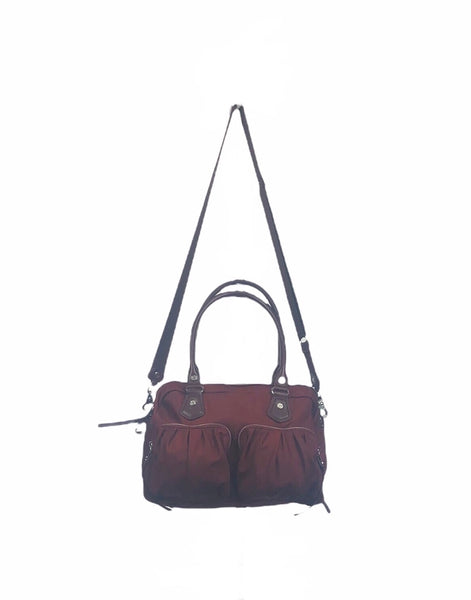 Jane Burgundy Nylon Handbag Crossbody Convertible Bag