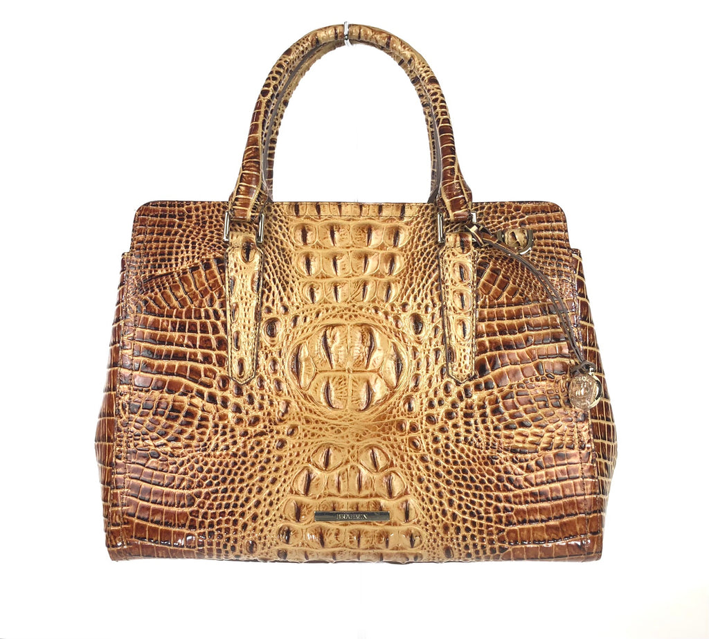 Brahmin Crocodile Leather Crossbody Purse Toasted Color