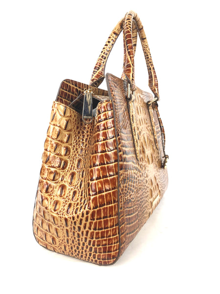 Melbourne Collection Small Finley Faux Croc Leather Satchel Bag