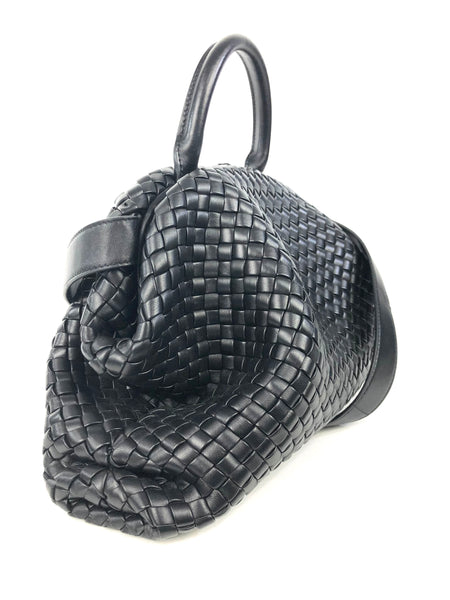 Médium Intrecciato Leather Handle Bag with Detachable Strap