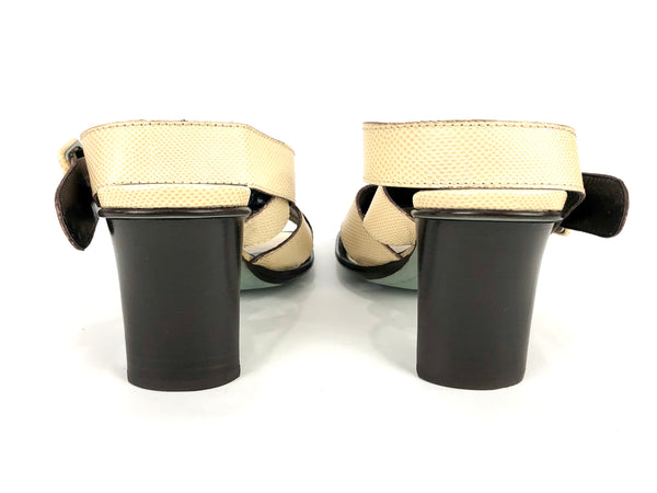 Vintage Beige 'Pialla' Snakeskin Heeled Sandals | Size 7.5