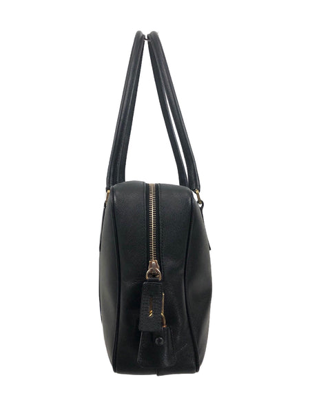 Black Saffiano Leather Bauletto Shoulder Bag