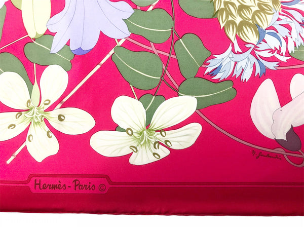 Vintage Hot Pink "Flora Graeca" Silk Scarf