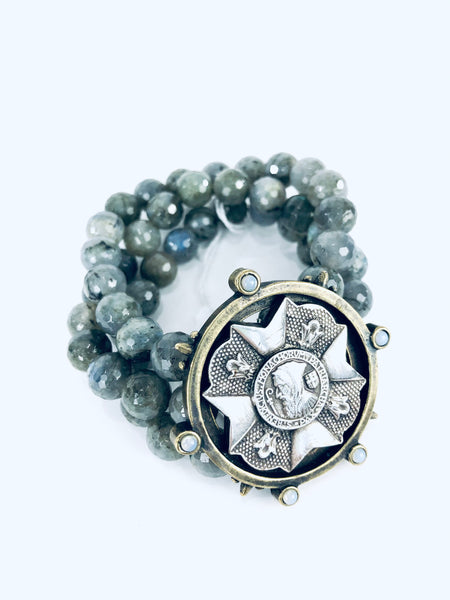 Labradorite Layered Centennial Medallion Bracelet