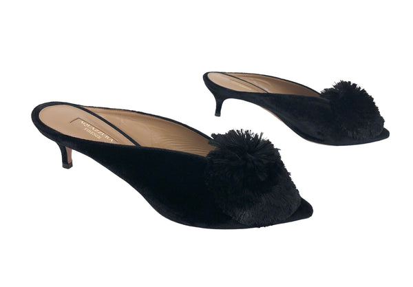 Powder Puff Velvet Mules | Size US 8 - IT 39.5