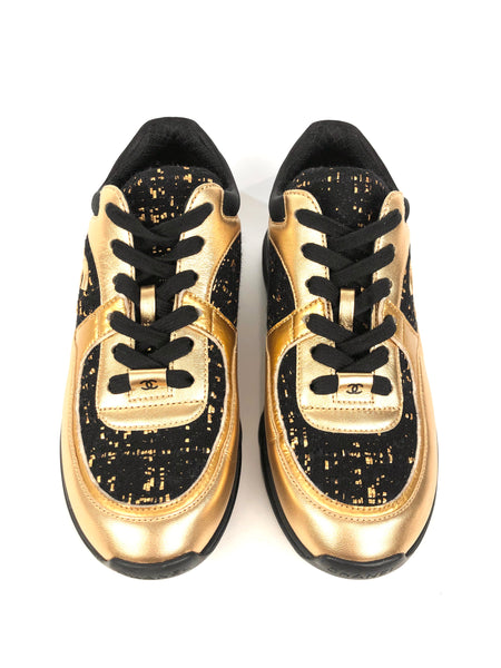 Gold and Black Sneakers Athletic Shoes| Size 6