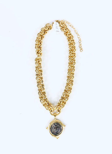Horse Head Intaglio Double Chain Necklace
