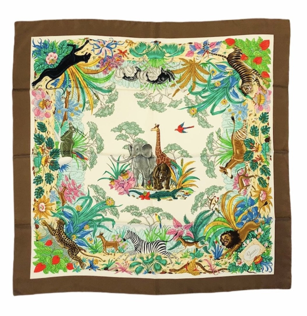 Circa 80's Vintage Circle of Life Silk Scarf