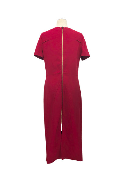 Magenta Crepe Midi Dress | Size US 10 - FR 42