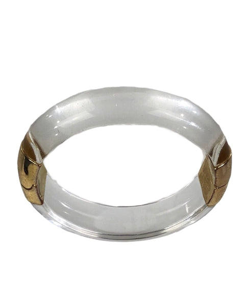 Lucite Dome Hinge Bracelet Clear