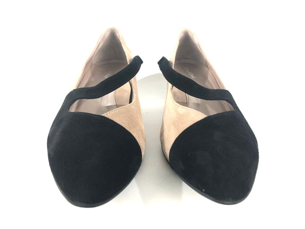 Black & Tan Suede Lilou Kitten Heels | Size 9.5
