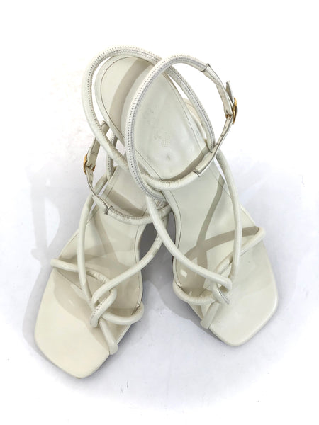 Alkes 80 White Leather Heeled Sandals | Size US 8 - EU 38.5